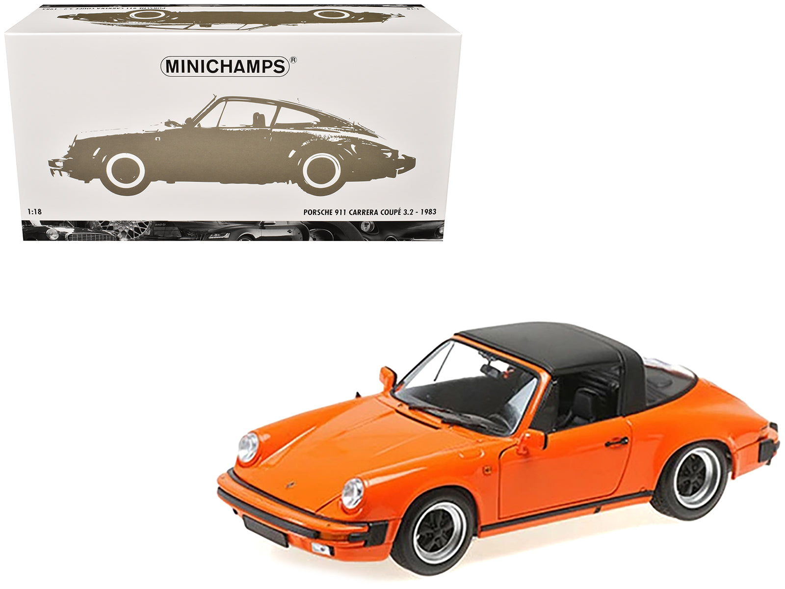 1983 Porsche 911 Carrera Targa 3.2 Orange 1/18 Diecast Model Car by Minichamps free shipping USA