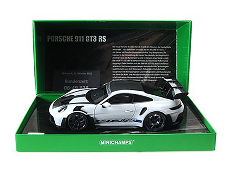 2022 Porsche 911 (992) GT3 RS "Weissach Package" Gray Metallic with Blue Accents Limited Edition to 649 pieces Worldwide 1/18 Diecast Model Car by Minichamps - Premium Porsche Models from Minichamps - Just $353.54! Shop now at Rapidvehicles