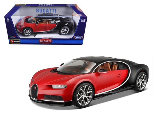 2016 Bugatti Chiron Red with Black 1/18 Diecast Model Car by - Premium Bugatti Models from Bburago - Just $80.99! Shop now at Rapidvehicles