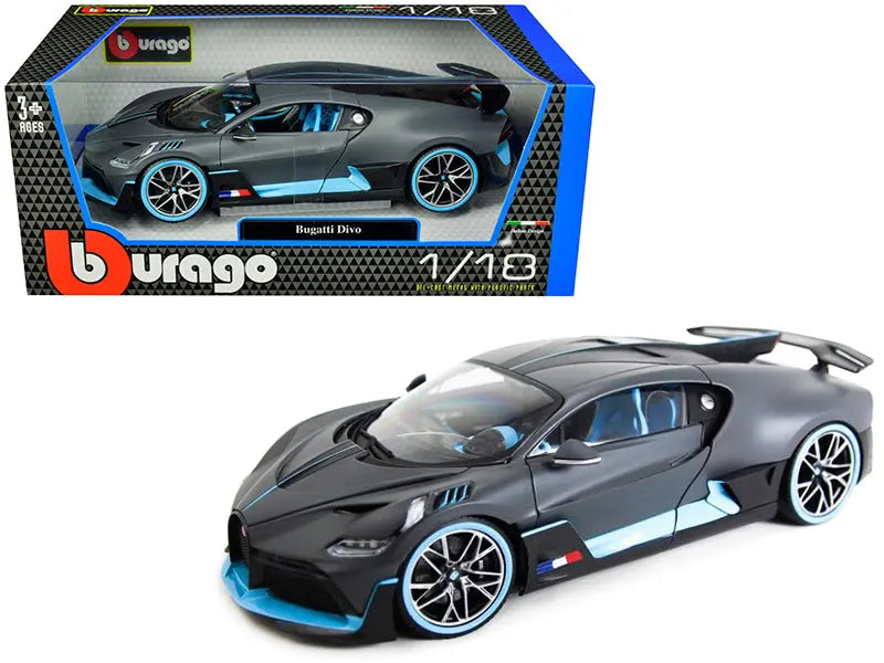 Bugatti Divo Matt Gray with Blue Accents 1/18 Diecast Model Car by - Premium Toys from Scarlet Sooty - Just $78.99! Shop now at Rapidvehicles