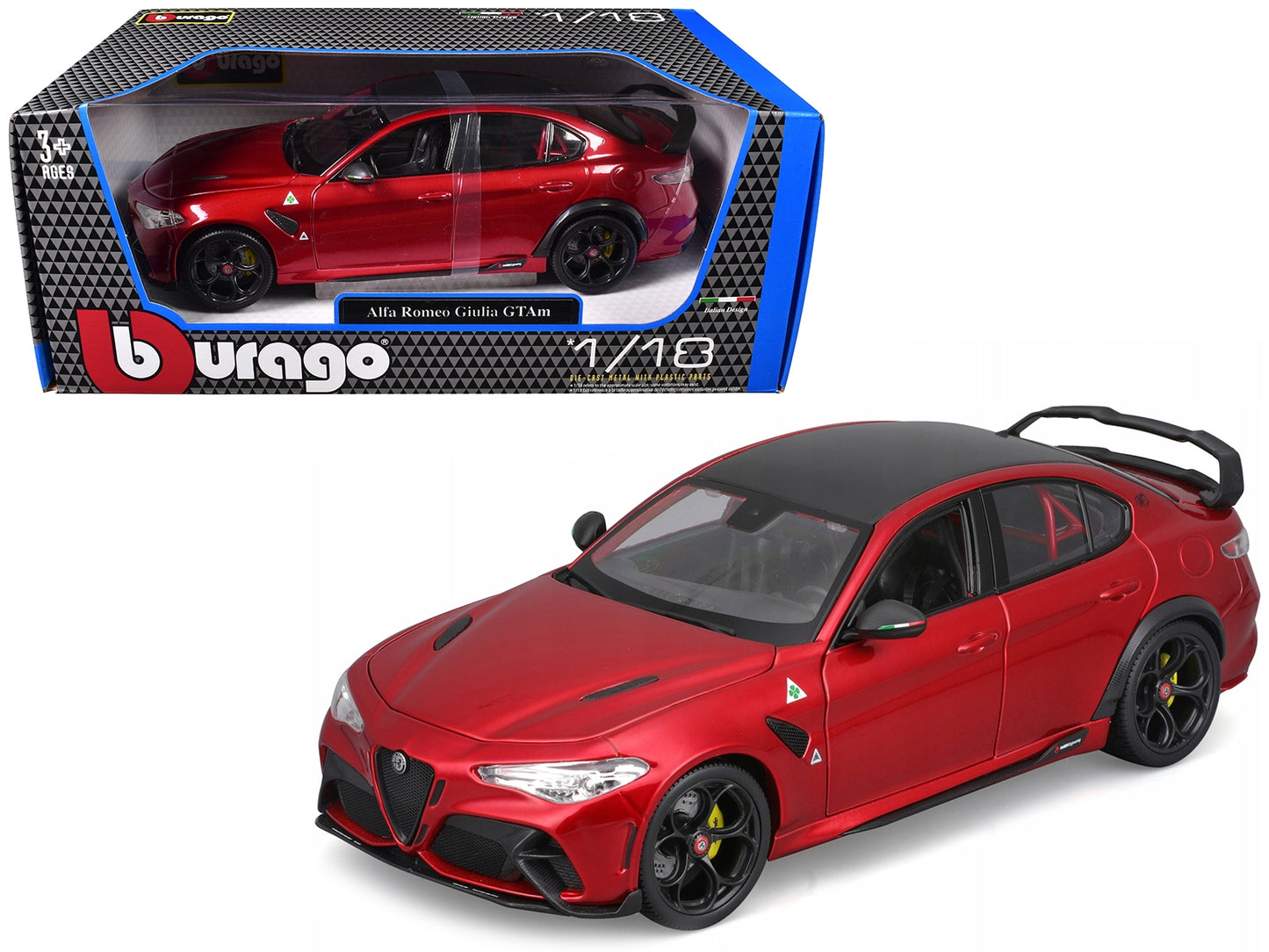 Alfa Romeo Giulia GTAm Red Metallic with Carbon Top 1/18 Diecast