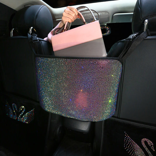 Crystal Rhinestone Car Storage Bag Organizer Barrier Of Backseat - Premium Interior Parts from Rapidvehicles - Just $61.19! Shop now at Rapidvehicles