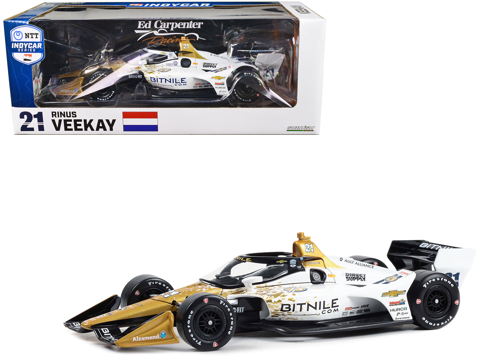 Dallara IndyCar #21 Rinus VeeKay "Bitnile" Ed Carpenter Racing (Road Course Configuration) "NTT IndyCar Series" (2023) 1/18 Diecast Model Car by Greenlight free shipping USA