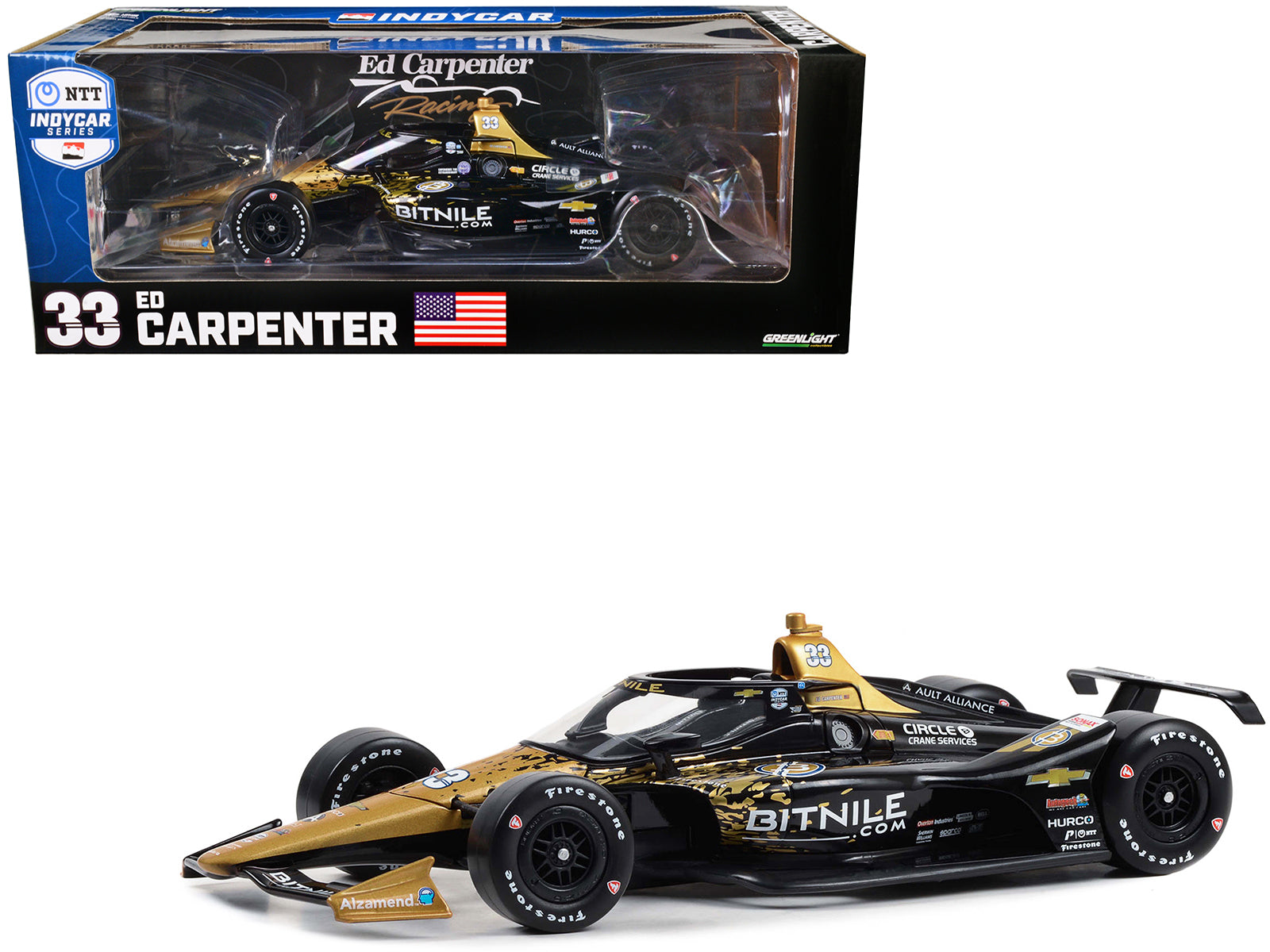 Dallara IndyCar #33 Ed Carpenter "Bitnile" Ed Carpenter Racing "NTT IndyCar Series" (2023) 1/18 Diecast Model Car by Greenlight free shipping USA