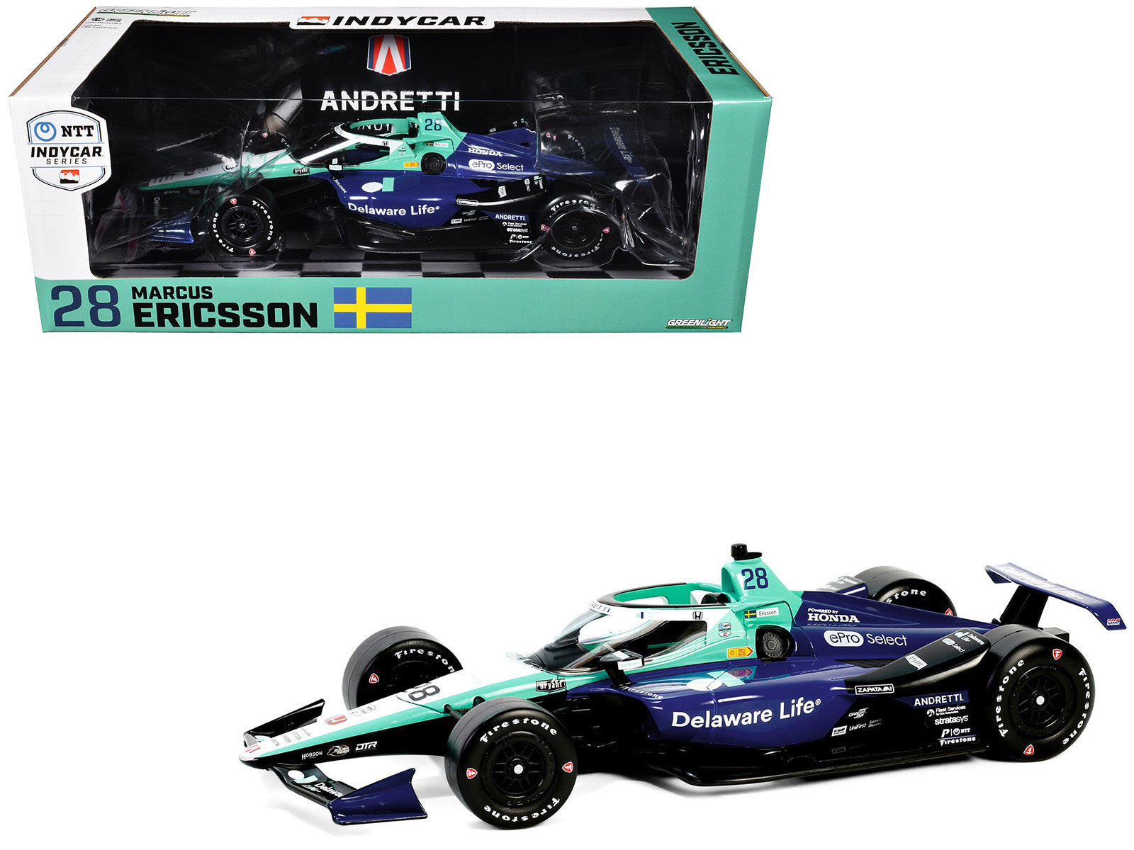 Dallara IndyCar #28 Marcus Ericsson "Delaware Life" Andretti - Premium Indy Car Models from Greenlight - Just $93.99! Shop now at Rapidvehicles