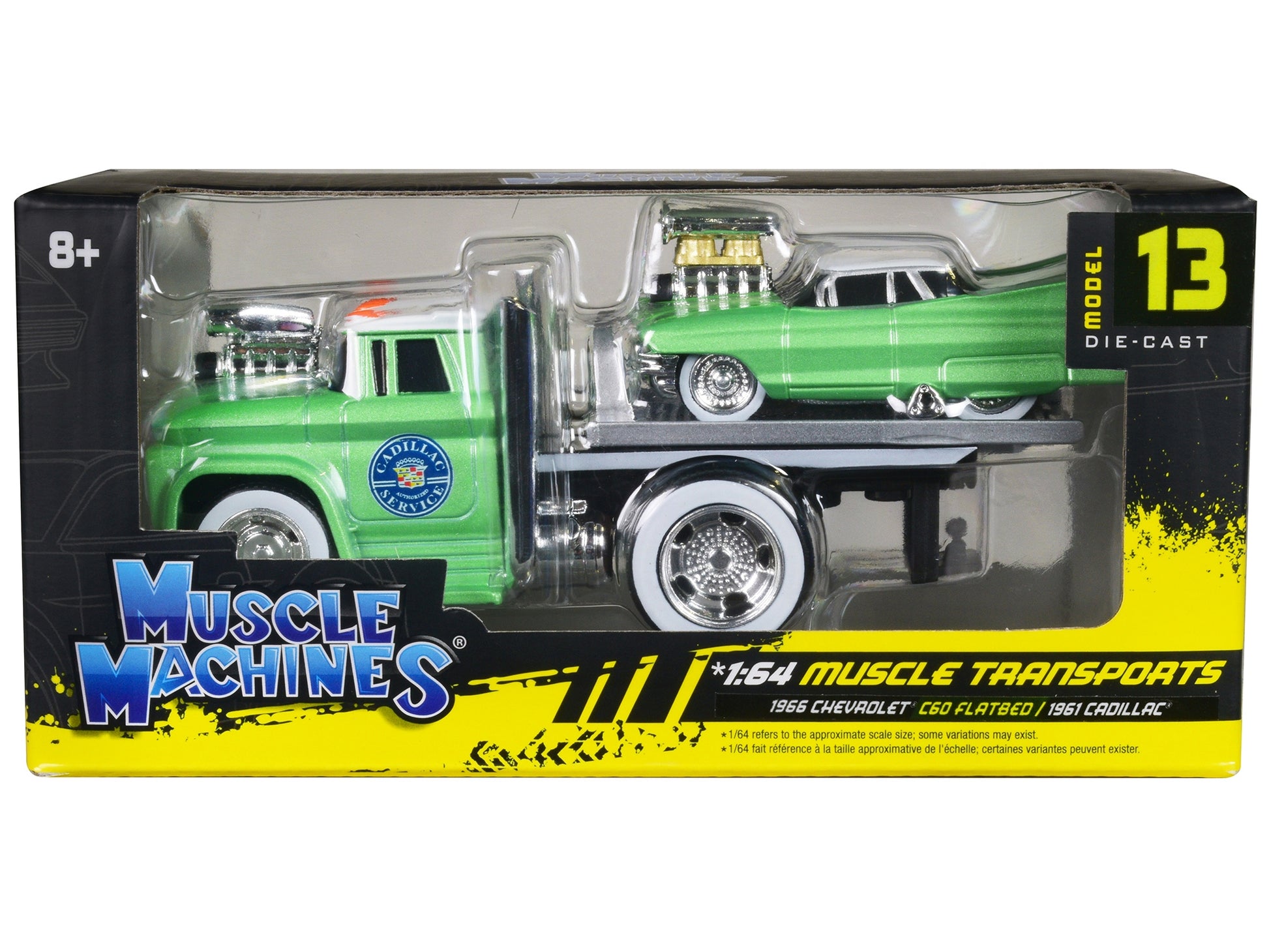 1966 Chevrolet C60 Flatbed Truck Green Metallic with White Top - Premium Chevrolet Models from Muscle Machines - Just $35.09! Shop now at Rapidvehicles