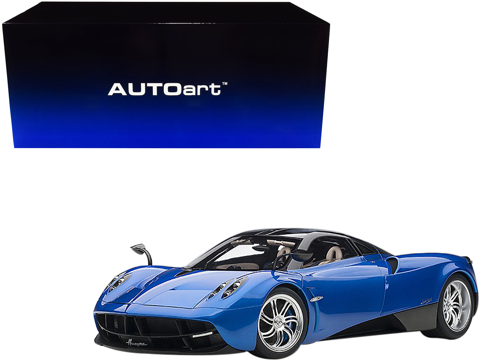 Pagani Huayra Metallic Blue with Black Top and Silver Wheels 1/12 Model Car by Autoart free shipping USA