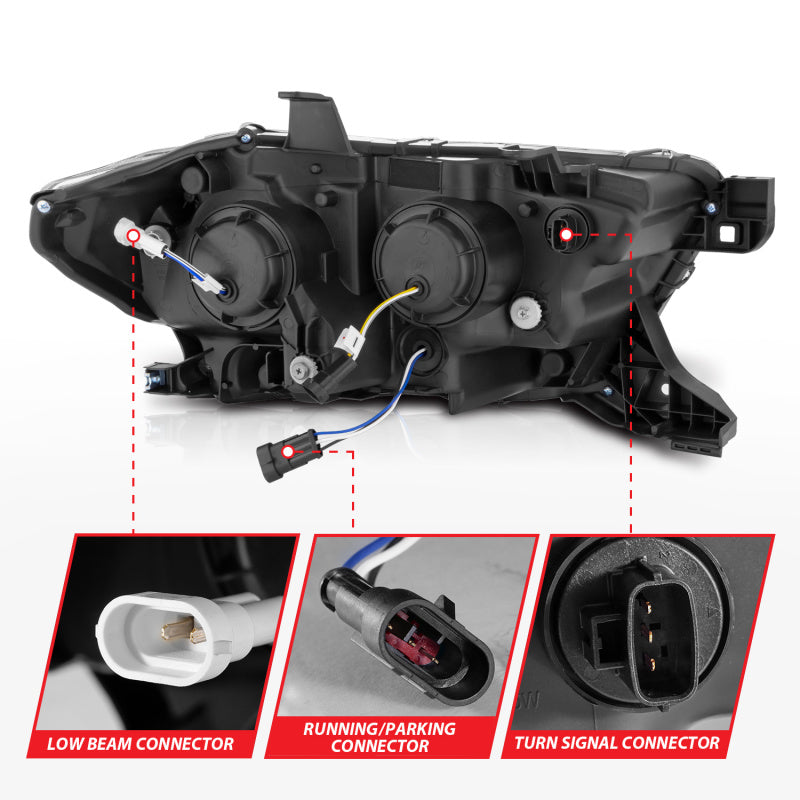 ANZO 16-22 Toyota Tacoma SR/SR5 ONLY Full LED Proj Headlights w/Light Bar Seq. Blk w/Initiation Lgt 111562