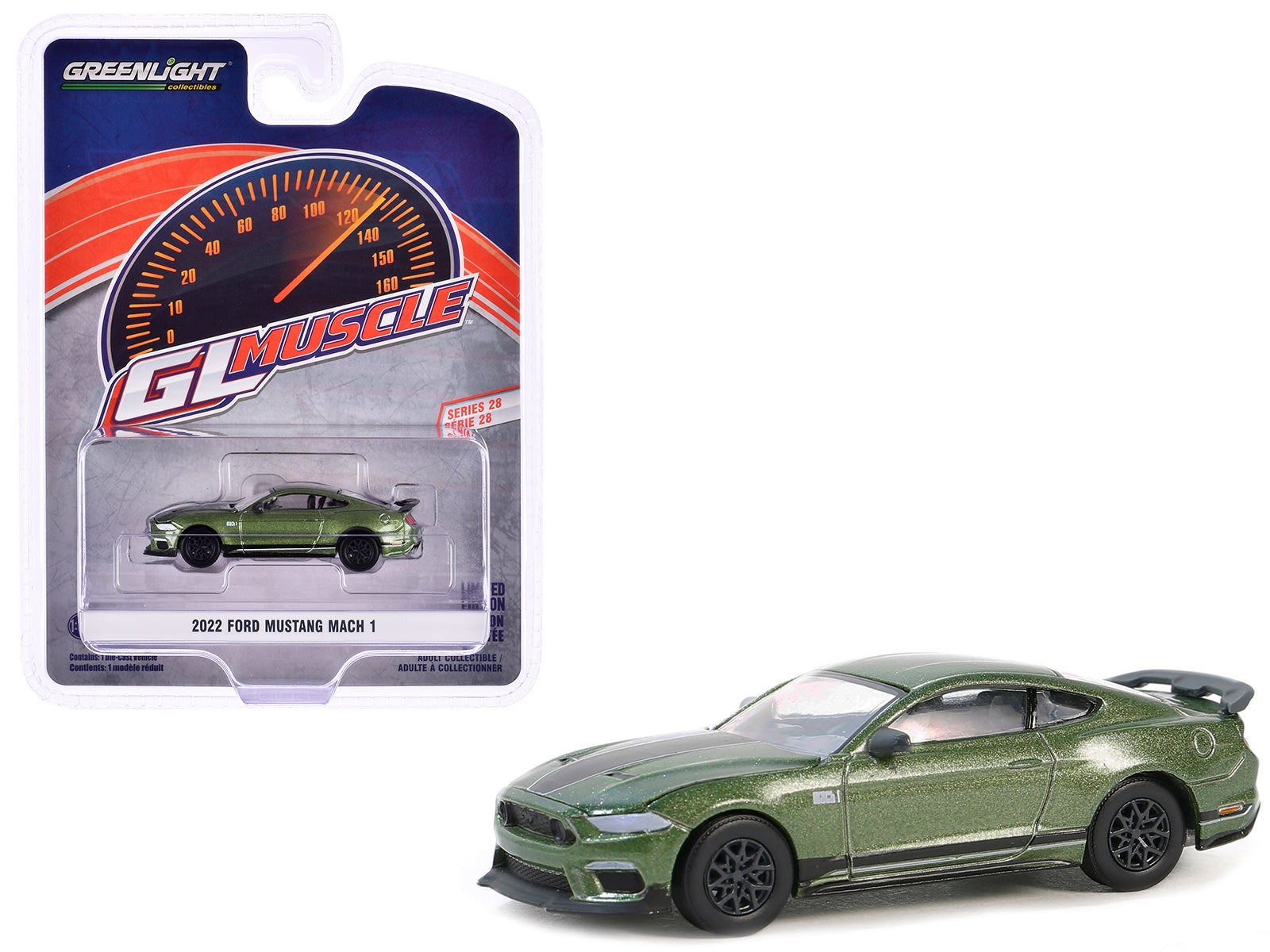 2022 Ford Mustang Mach 1 Eruption Green Metallic with Black Stripes "GreenLight Muscle" Series 28 1/64 Diecast Model Car by Greenlight - Premium Mustang Models from Greenlight - Just $22.99! Shop now at Rapidvehicles