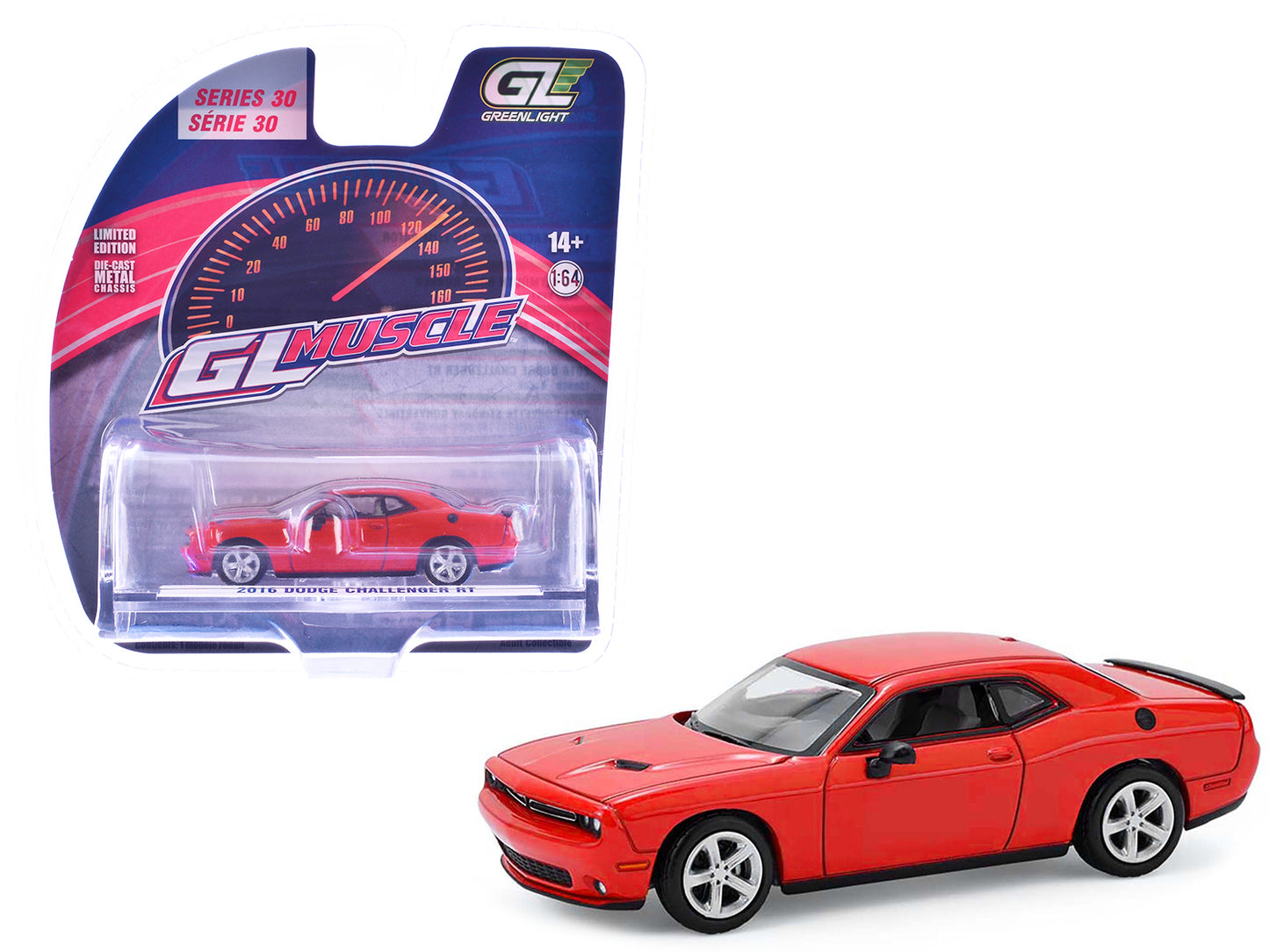 2016 Dodge Challenger RT Torred "GreenLight Muscle" Series 30 1/64 Diecast Model Car by Greenlight - Use code SHOPAPP15 to get 15 percent off