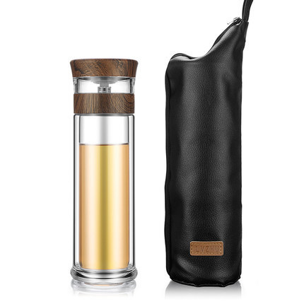 Color: Wood, Size: 300ml - 400ml Portable Double Wall Borosilica Glass Tea Infuser Bottle Of Water With Lid Filter Automobile Car Cup - Premium Drinkware from Rapidvehicles - Just $27.99! Shop now at Rapidvehicles