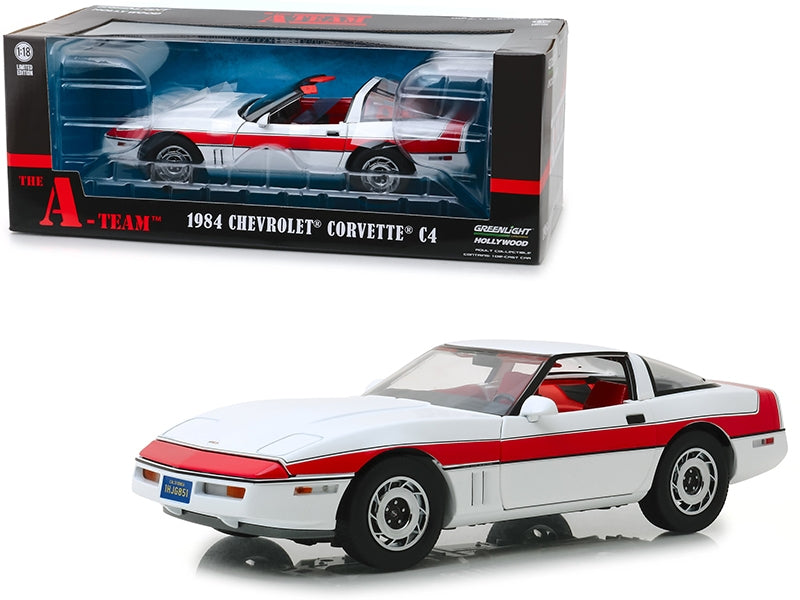 1984 Chevrolet Corvette C4 Convertible White with Red Stripe "The A-Team" (1983-1987) TV Series 1/18 Diecast Model Car by Greenlight - Premium Corvette Models from Greenlight - Just $93.47! Shop now at Rapidvehicles