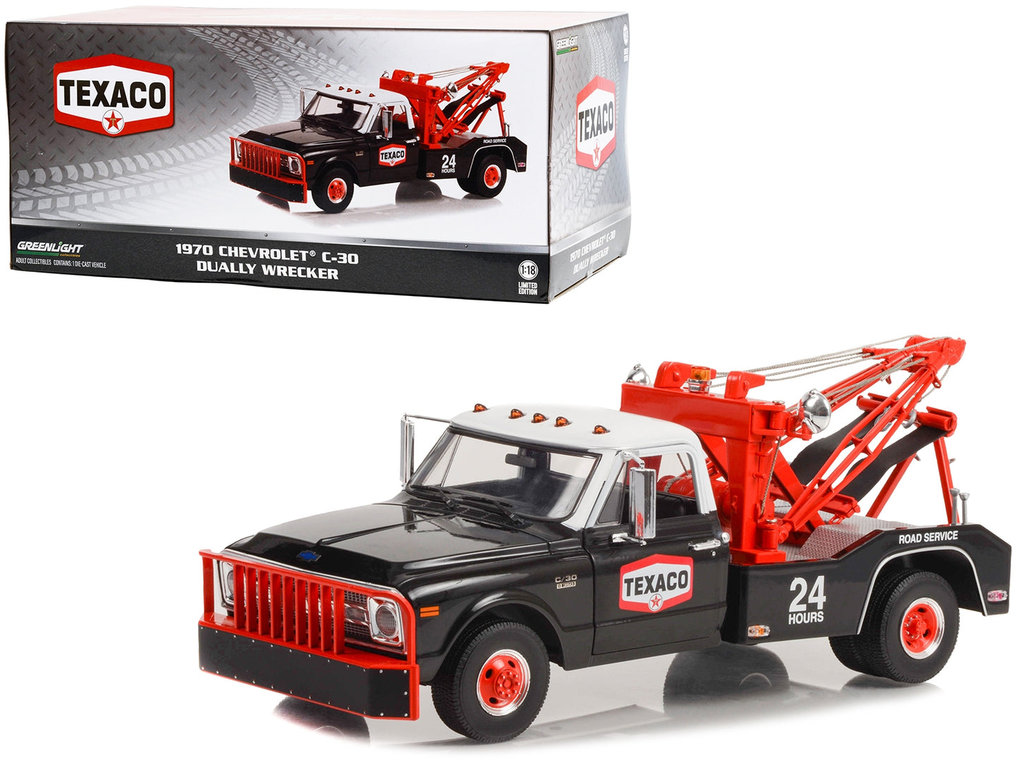 1970 Chevrolet C-30 Dually Wrecker Tow Truck "Texaco 24 Hour RoadFREE SHIPPING IN US - Premium Texaco Models from Greenlight - Just $143.99! Shop now at Rapidvehicles