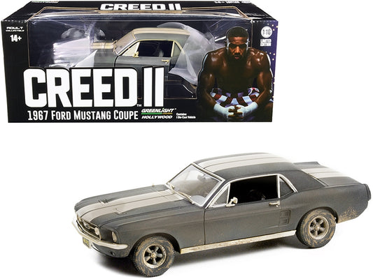 1967 Ford Mustang Coupe Matt Black with White Stripes (Weathered) - Premium Movie/TV Series Models from Greenlight - Just $100.79! Shop now at Rapidvehicles