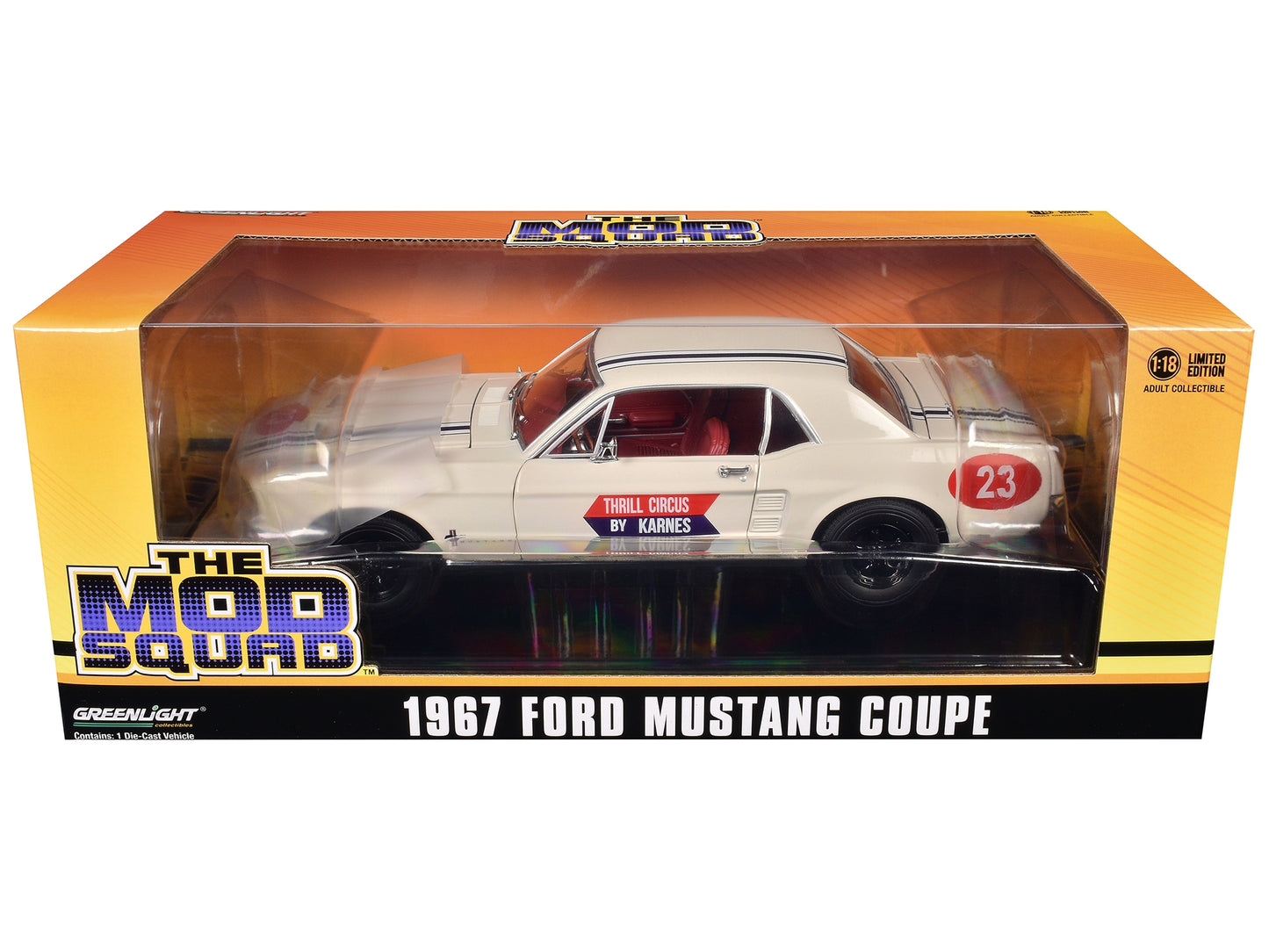 1967 Ford Mustang Coupe #23 "Thrill Circus By Karnes" White 1/18 - Premium Mustang Models from Greenlight - Just $94.49! Shop now at Rapidvehicles