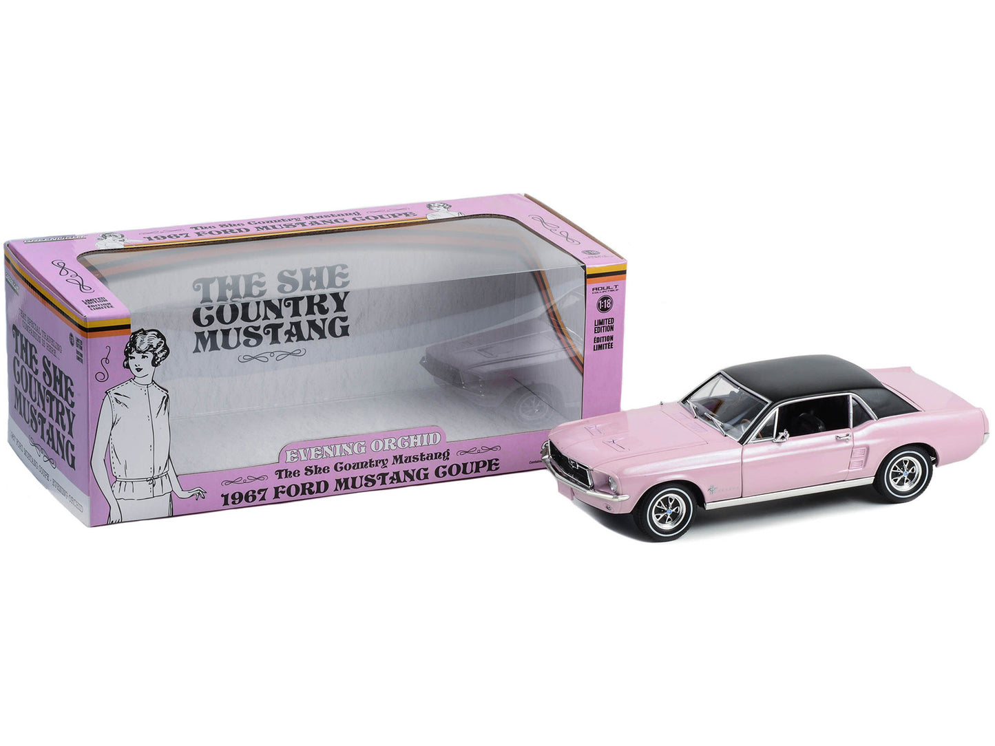 1967 Ford Mustang Coupe Evening Orchid Pink Metallic with Black