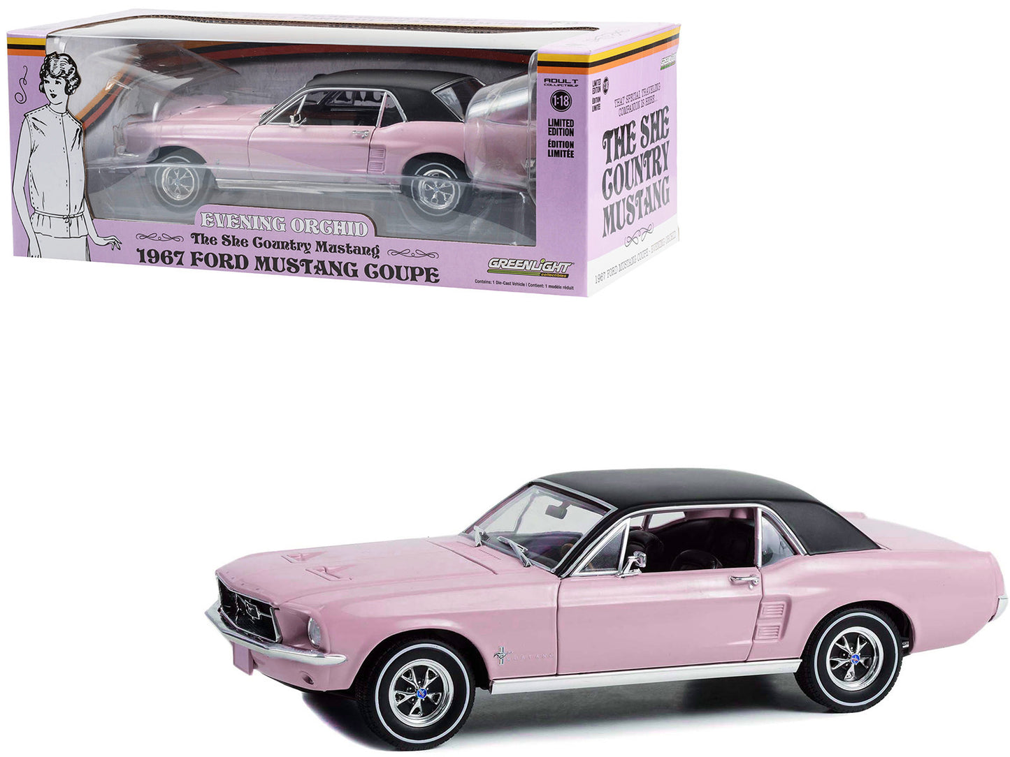 1967 Ford Mustang Coupe Evening Orchid Pink Metallic with Black