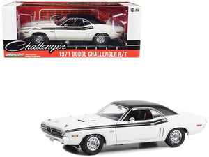 1971 Dodge Challenger R/T Bright White with Black Stripes and Top 1/18 Diecast Model Car by Greenlight - Premium Dodge Models from Greenlight - Just $90.99! Shop now at Rapidvehicles