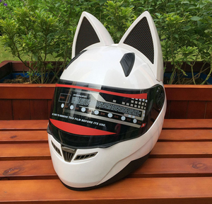 Color: White, Size: M - Motorcycle helmet with cat ears automobile race antifog full face helmet personality design with horn capacete casco - Premium Helmet Headset from Rapidvehicles - Just $203.08! Shop now at Rapidvehicles