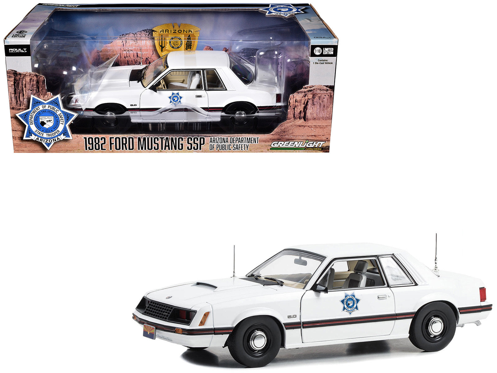 1982 Ford Mustang SSP White "Arizona Department of Public Safety" 1/18 Diecast Model Car by Greenlight - Premium Mustang Models from Greenlight - Just $107.84! Shop now at Rapidvehicles