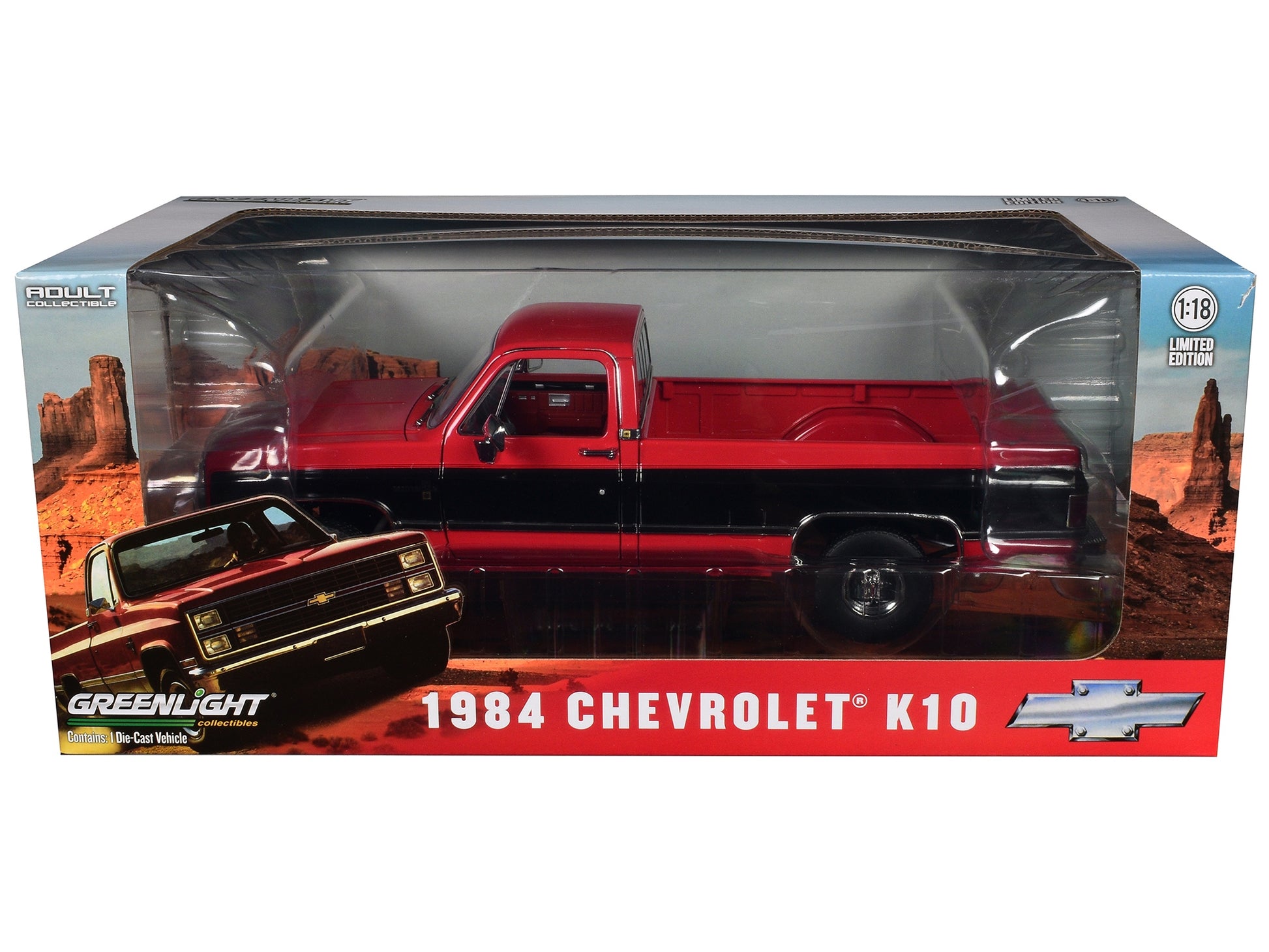 1984 Chevrolet K10 Scottsdale Pickup Truck Apple Red and Midnight - Premium Chevrolet Models from Greenlight - Just $108.80! Shop now at Rapidvehicles