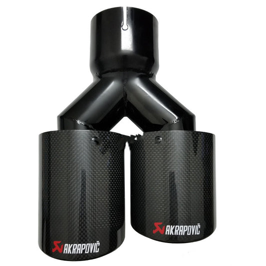 Car Modified Muffler Double Out Bright Black Exhaust Pipe Tail - Premium Exterior Parts from Rapidvehicles - Just $114.99! Shop now at Rapidvehicles