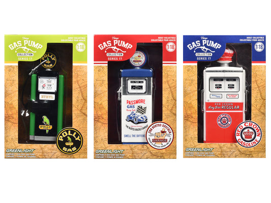 "Vintage Gas Pumps" Series 17 Set of 3 Pumps 1/18 Diecast Models by Greenlight