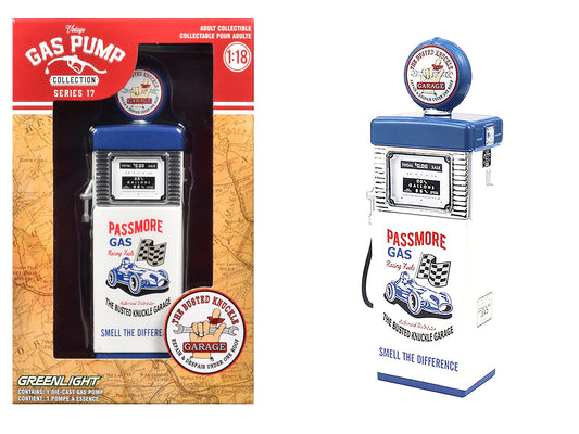 1951 Wayne 505 Gas Pump "Busted Knuckle Garage" White and Blue "Vintage Gas Pumps" Series 17 1/18 Diecast Replica by Greenlight - Use code SHOPAPP15 to get 15 percent off