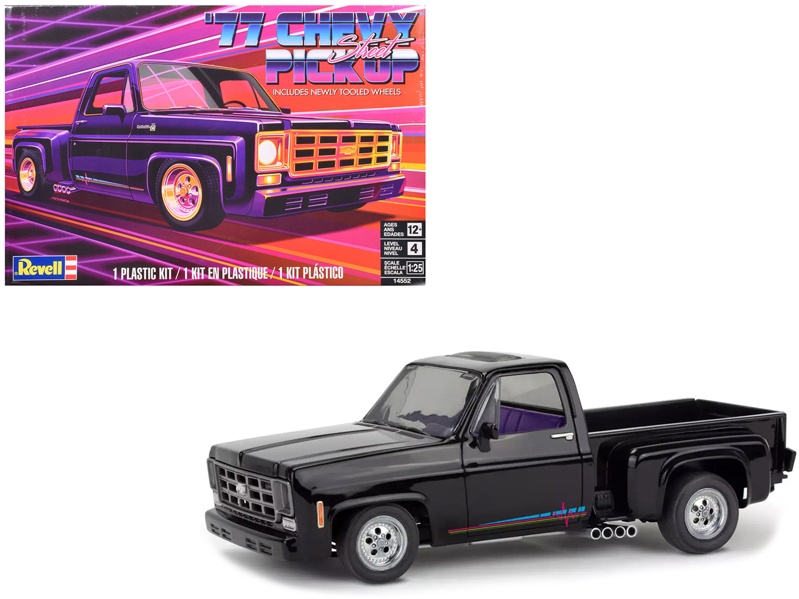 Level 4 Model Kit 1977 Chevrolet Street Pickup Truck 1/25 Scale Model by Revell free shipping USA