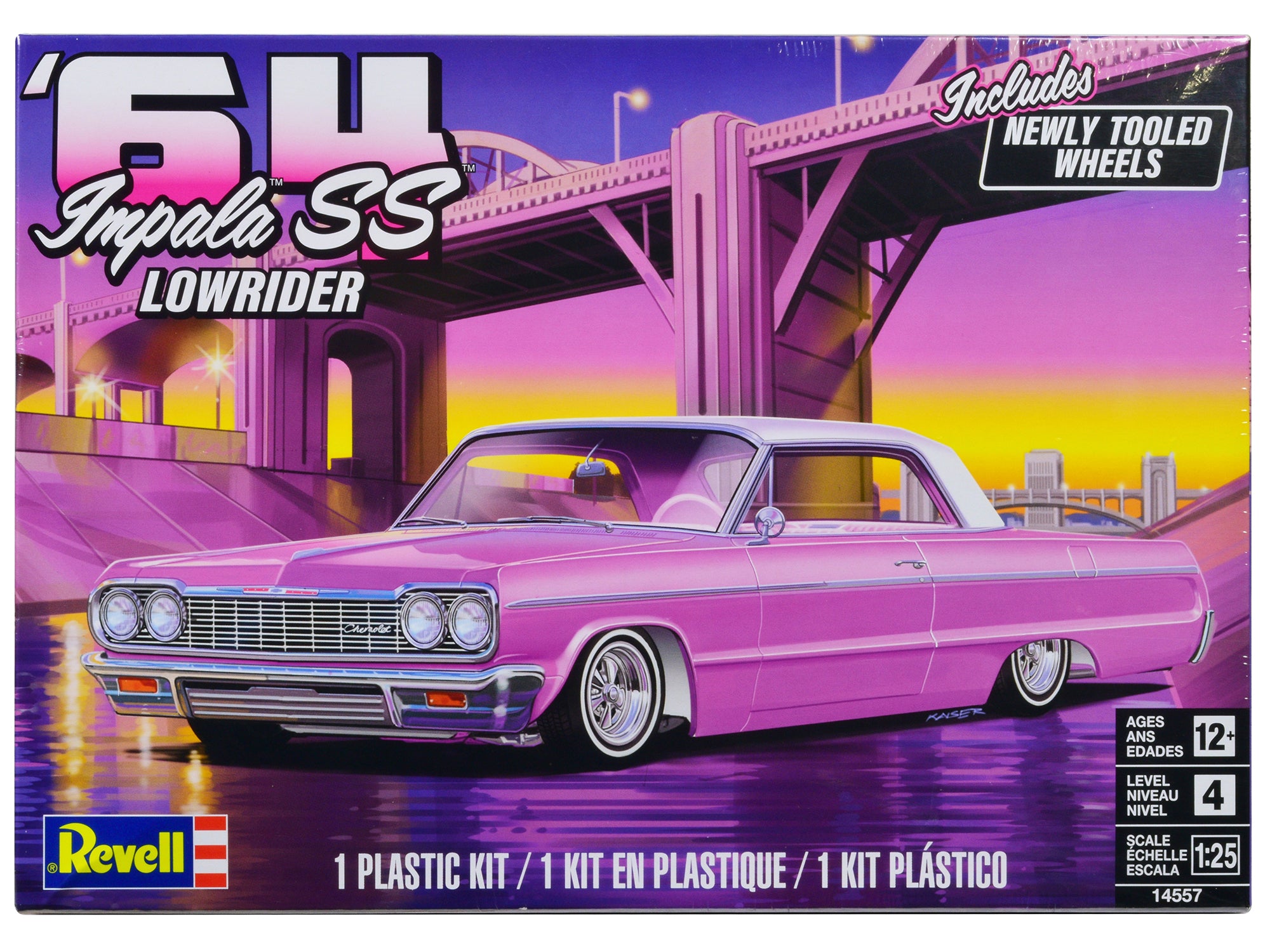 Level 4 Model Kit 1964 Chevrolet Impala SS Lowrider 1/25 Scale Model by Revell free shipping USA
