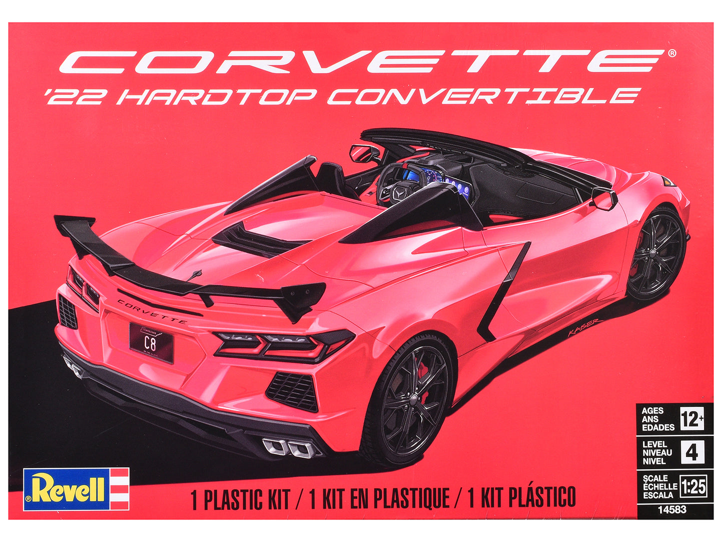 Level 4 Model Kit 2022 Chevrolet Corvette C8 Hardtop Convertible 1/25 Scale Model by Revell