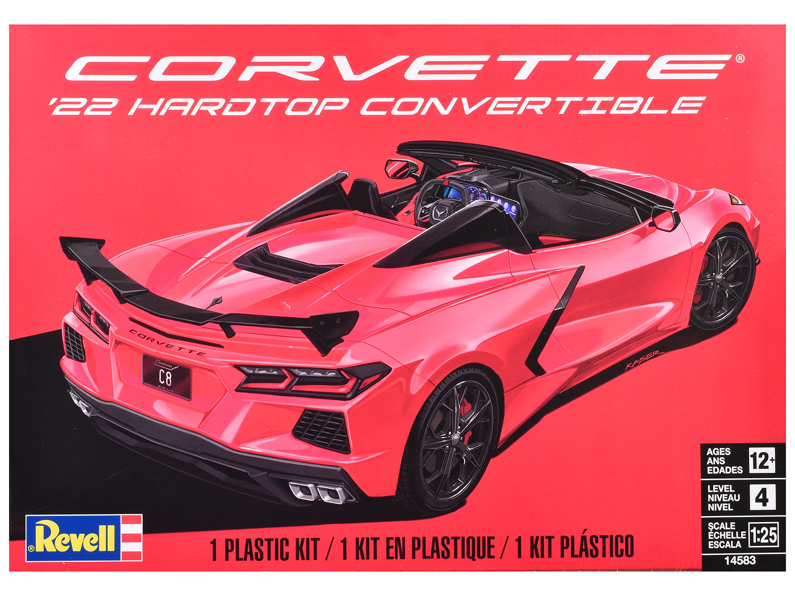 Level 4 Model Kit 2022 Chevrolet Corvette C8 Hardtop Convertible 1/25 Scale Model by Revell free shipping USA