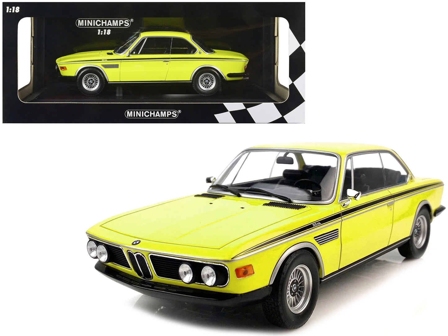 1971 BMW 3.0 CSL Yellow with Black Stripes Limited Edition to 600