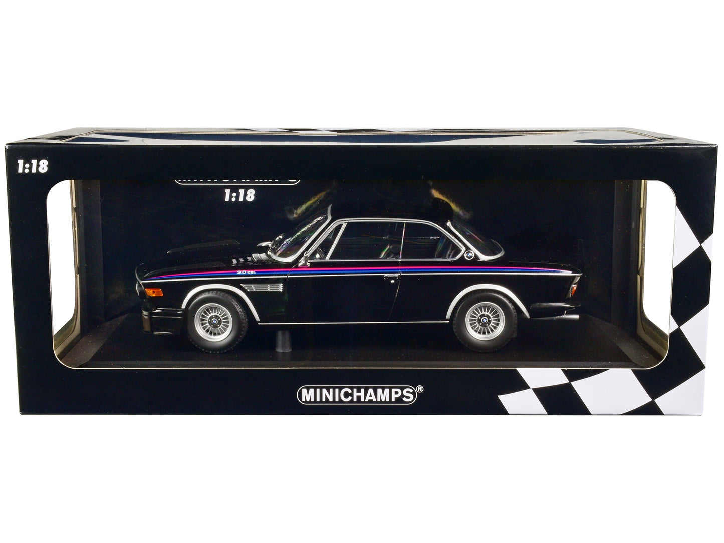 1973 BMW 3.0 CSL Black with Red and Blue Stripes Limited Edition