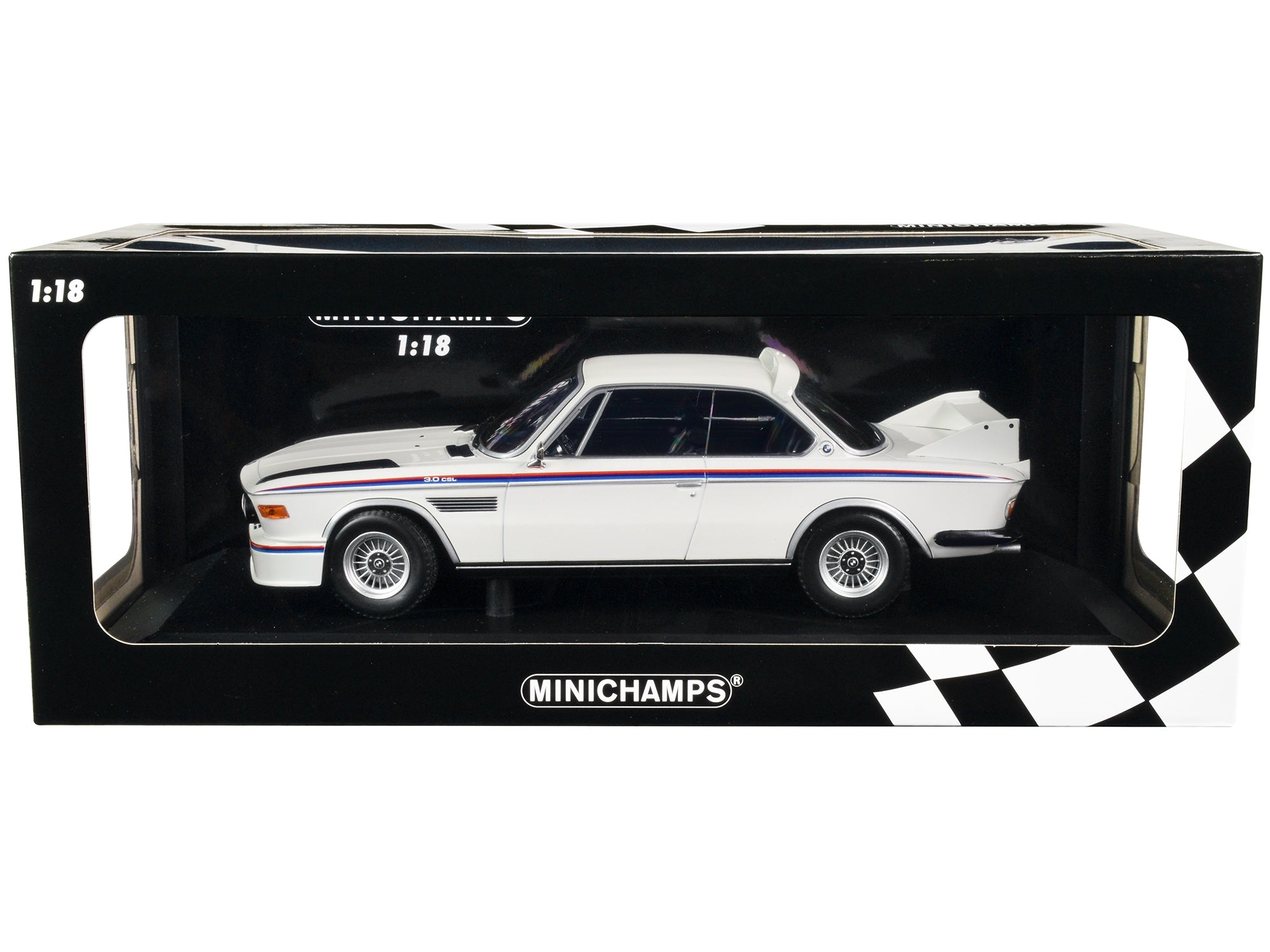 1973 BMW 3.0 CSL White with Red and Blue Stripes Limited Edition to 600 pieces Worldwide 1/18 Diecast Model Car by Minichamps - Premium BMW Models from Minichamps - Just $187.99! Shop now at Rapidvehicles