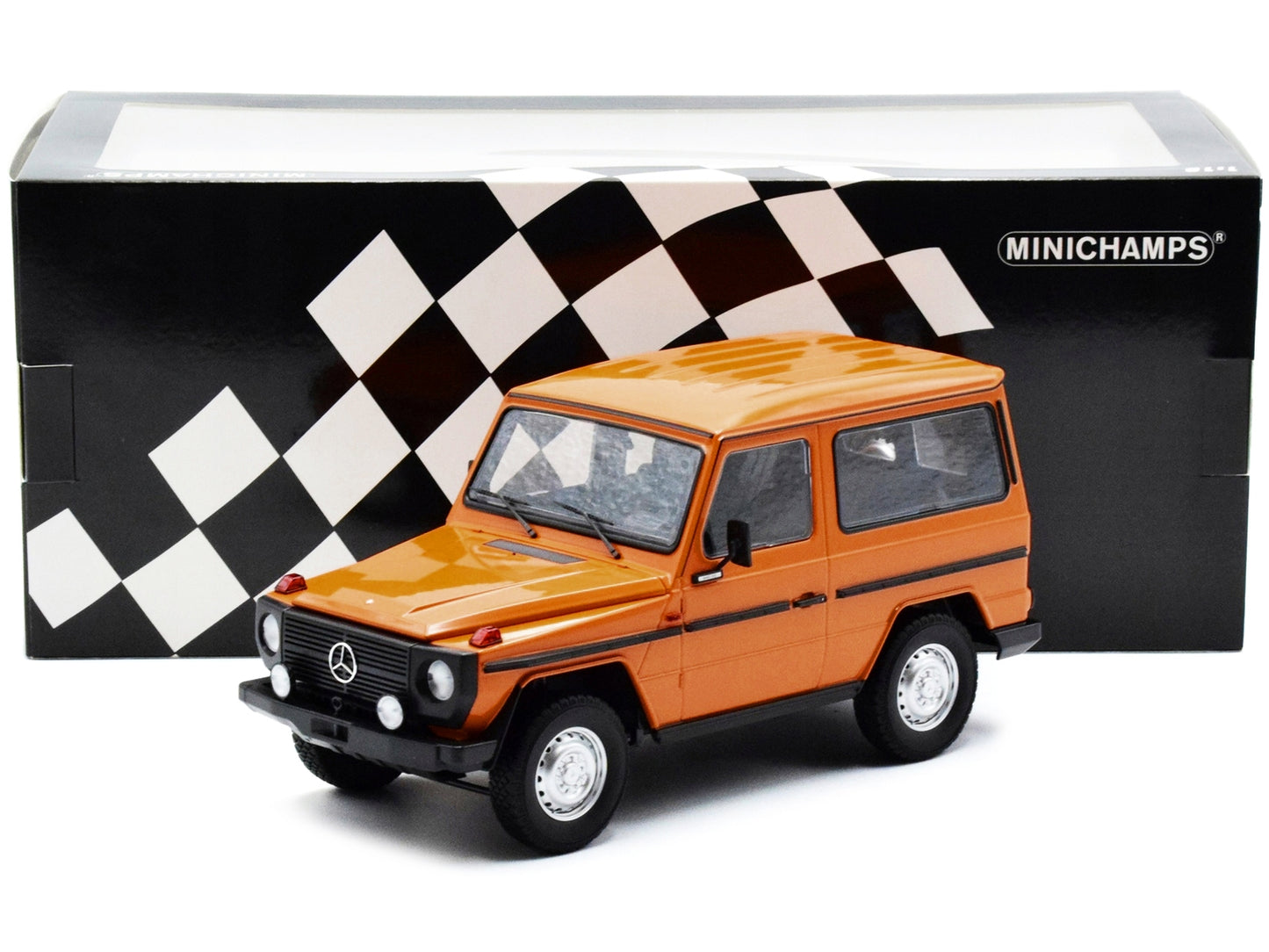 1980 Mercedes-Benz G-Model (SWB) Orange with Black Stripes - Premium Mercedes Models from Minichamps - Just $171.89! Shop now at Rapidvehicles