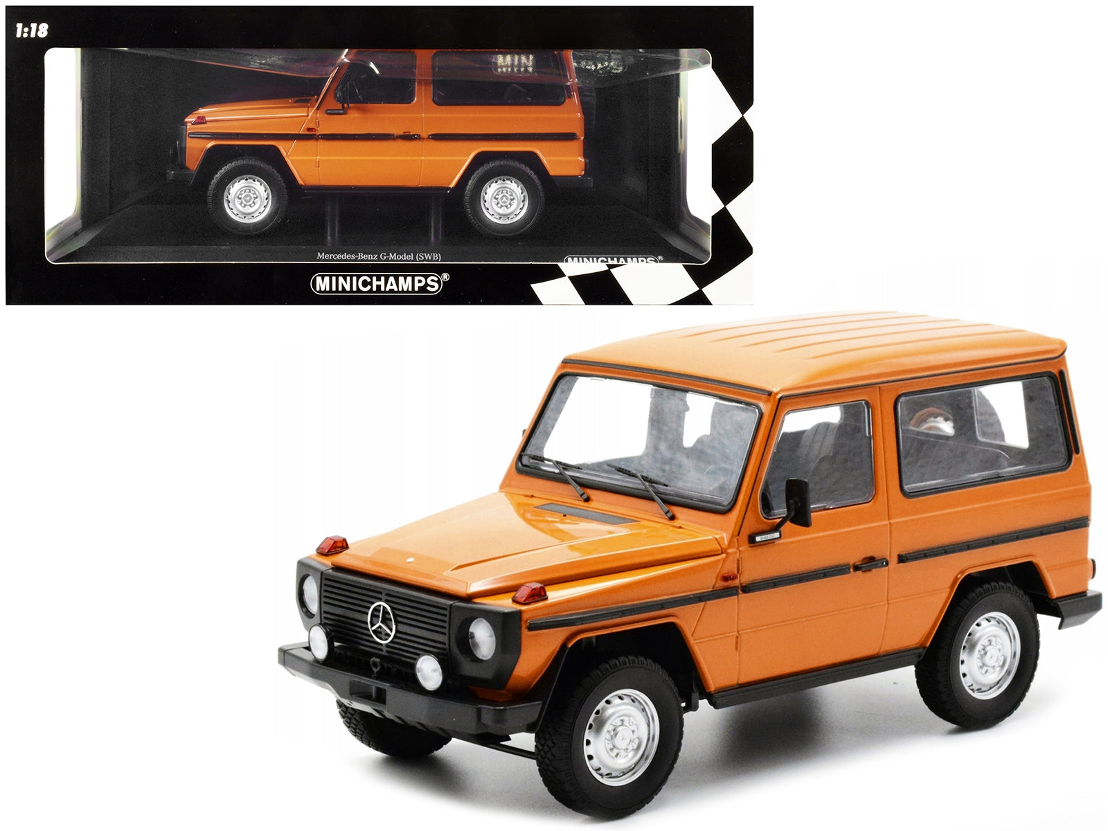 1980 Mercedes-Benz G-Model (SWB) Orange with Black Stripes Limited Edition to 504 pieces Worldwide 1/18 Diecast Model Car by Minichamps - Premium Mercedes Models from Minichamps - Just $158.96! Shop now at Rapidvehicles