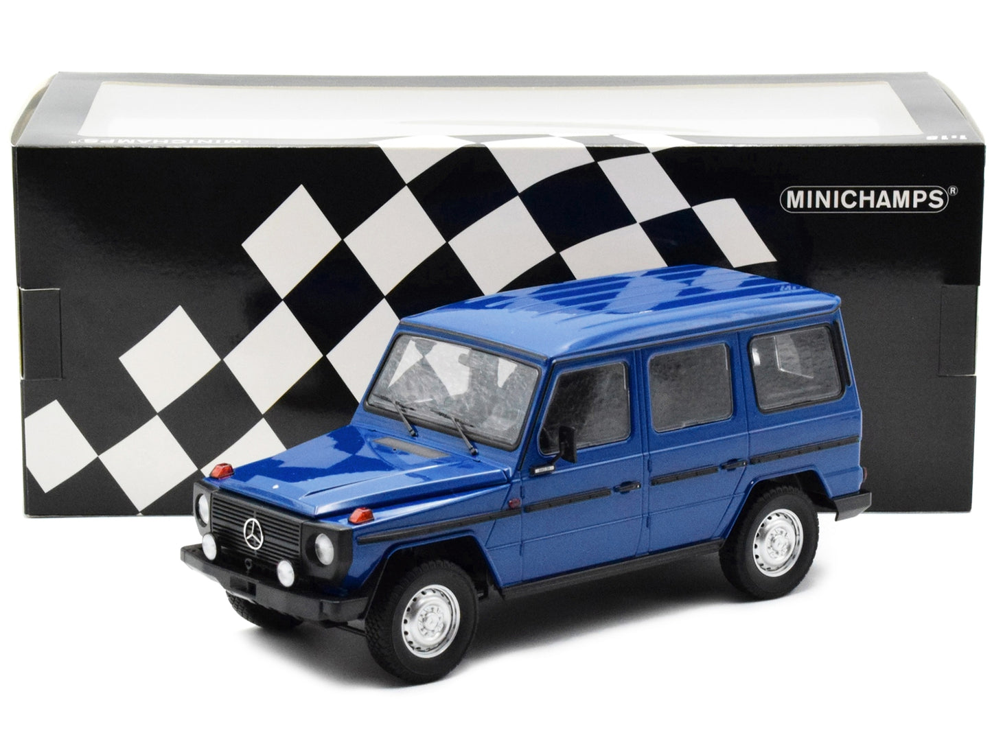 1980 Mercedes-Benz G-Model (LWB) Dark Blue with Black Stripes - Premium Mercedes Models from Minichamps - Just $214.19! Shop now at Rapidvehicles