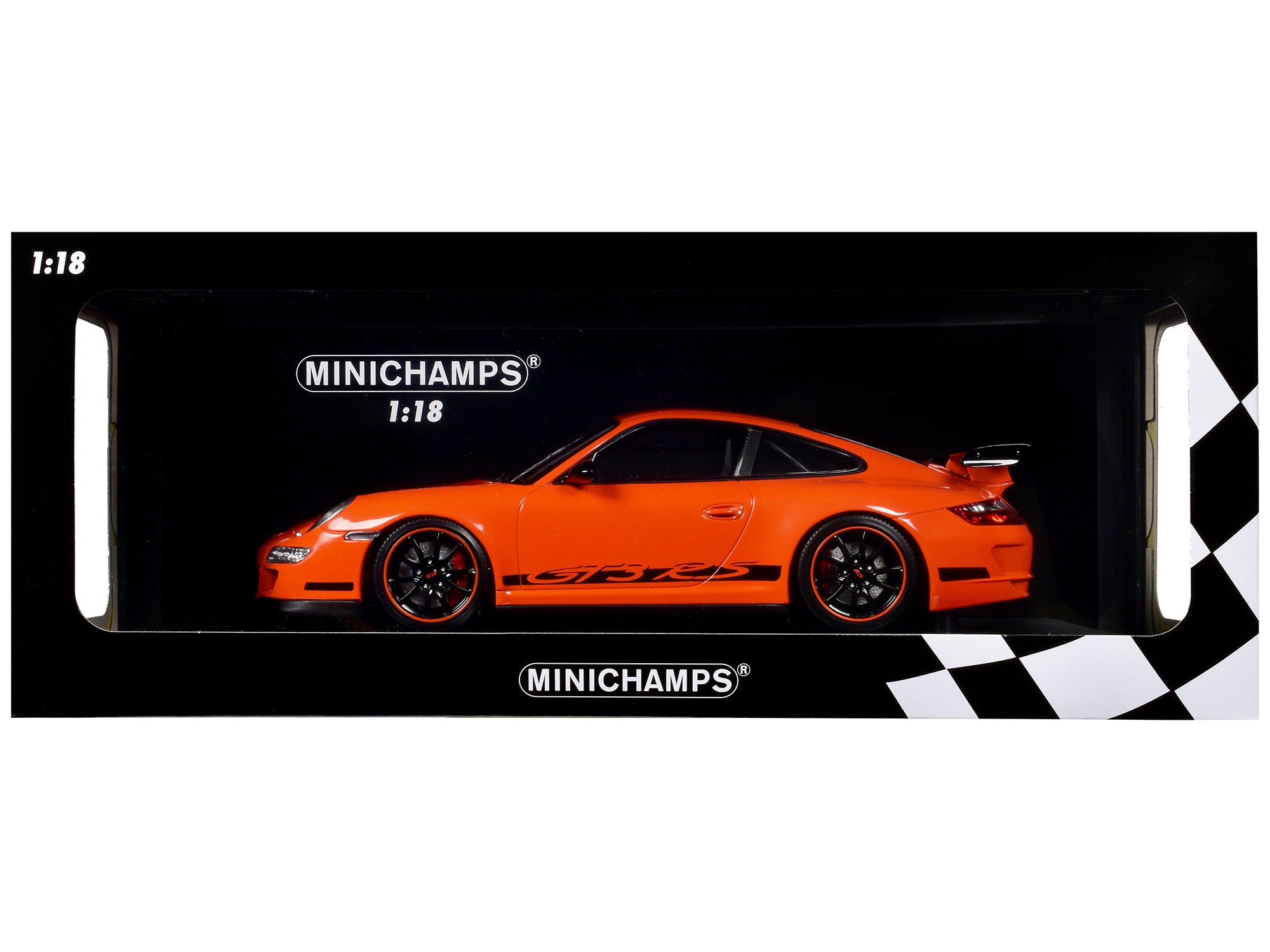 2007 Porsche 911 GT3 RS Orange with Black Stripes 1/18 Diecast Model Car by Minichamps - Premium  from Minichamps - Just $215.99! Shop now at Rapidvehicles