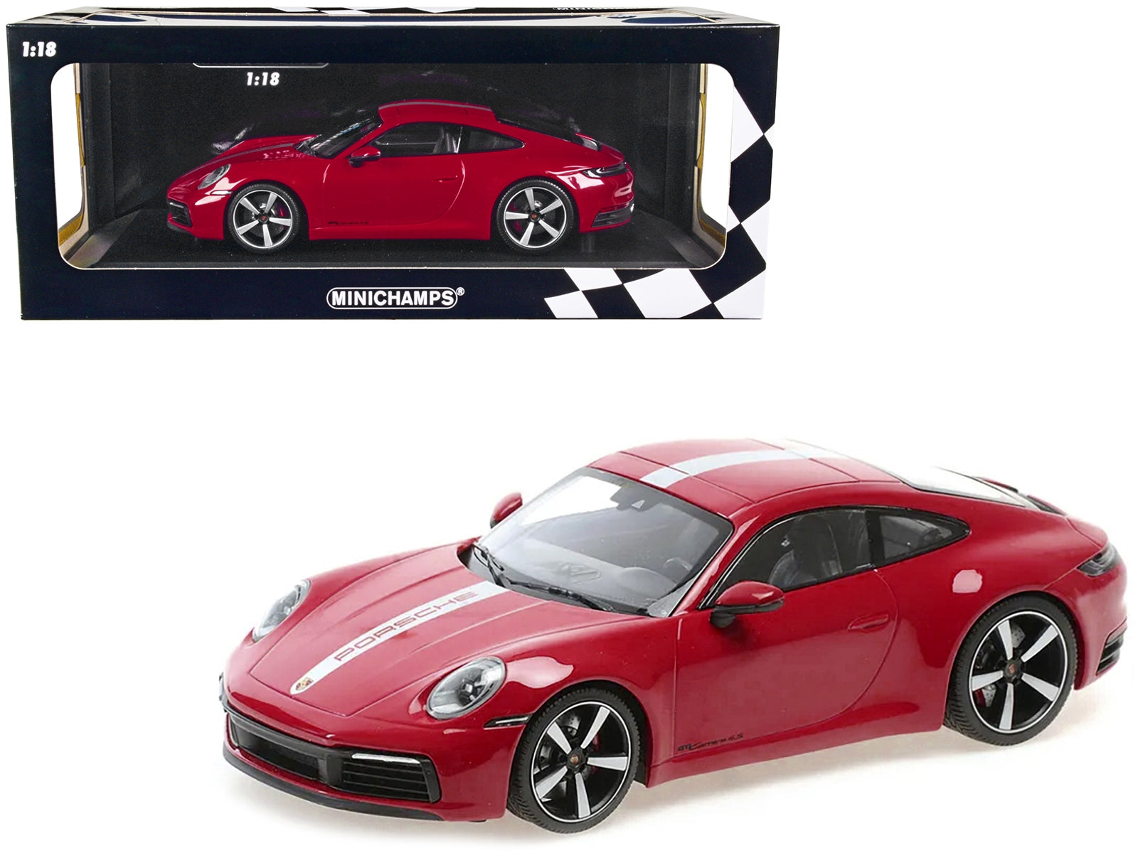 2019 Porsche 911 Carrera 4S Carmine Red with Silver Stripe Limited Edition to 600 pieces Worldwide 1/18 Diecast Model Car by Minichamps - Premium Porsche Models from Minichamps - Just $197.73! Shop now at Rapidvehicles