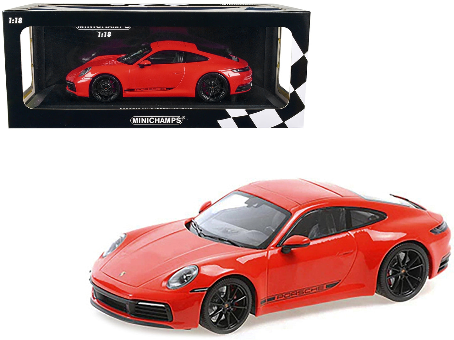 2019 Porsche 911 Carrera 4S Orange with Black Stripes Limited - Premium Porsche Models from Minichamps - Just $171.89! Shop now at Rapidvehicles