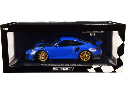 2018 Porsche 911 GT2RS (991.2) Blue with Carbon Hood and Golden - Premium Porsche Models from Minichamps - Just $187.99! Shop now at Rapidvehicles