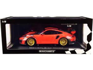 2018 Porsche 911 GT2RS (991.2) Weissach Package Orange with Carbon Stripes and Golden Magnesium Wheels Limited Edition to 300 pieces Worldwide 1/18 Diecast Model Car by Minichamps - Premium Porsche Models from Minichamps - Just $191.74! Shop now at Rapidvehicles