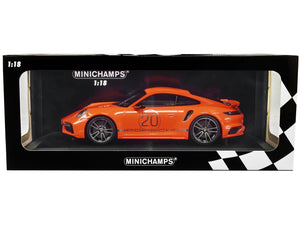 2021 Porsche 911 Turbo S with SportDesign Package #20 Orange with Silver Stripes Limited Edition to 504 pieces Worldwide 1/18 Diecast Model Car by Minichamps - Premium Porsche Models from Minichamps - Just $191.74! Shop now at Rapidvehicles