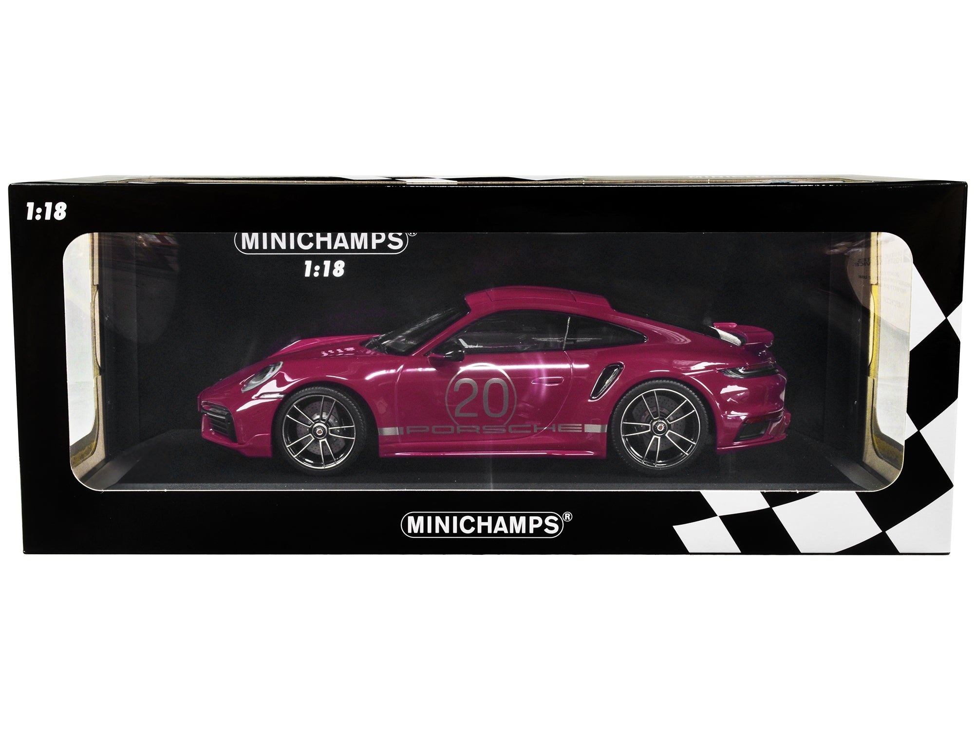 2021 Porsche 911 Turbo S with SportDesign Package #20 Red Violet with Silver Stripes Limited Edition to 504 pieces Worldwide 1/18 Diecast Model Car by Minichamps - Premium Porsche Models from Minichamps - Just $191.74! Shop now at Rapidvehicles