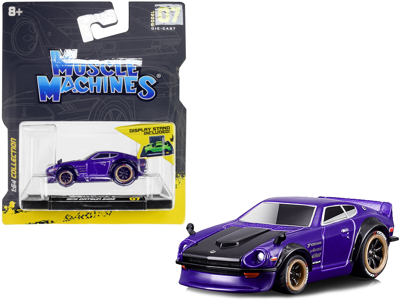 1972 Datsun 240Z Purple with Dark Gray Hood 1/64 Diecast Model - Premium Datsun Models from Muscle Machines - Just $27.99! Shop now at Rapidvehicles