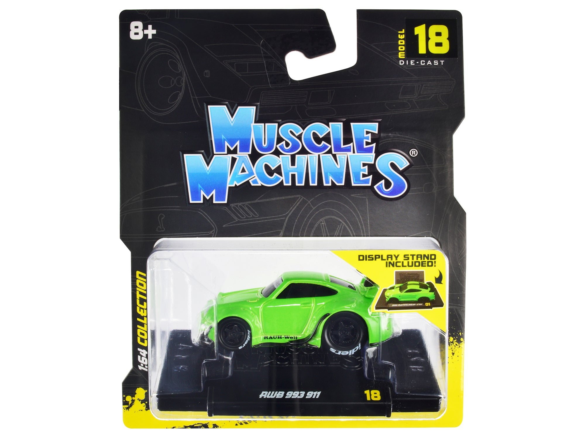 RWB 911 993 Bright Green "RAUH-Welt BEGRIFF" 1/64 Diecast Model Car by Muscle Machines free shipping USA