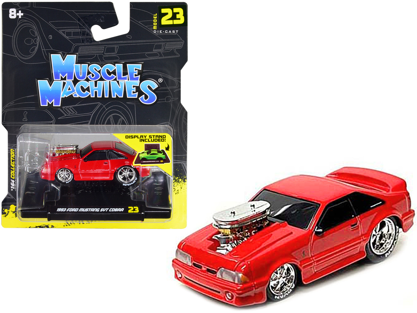 1993 Ford Mustang SVT Cobra Red 1/64 Diecast Model Car by Muscle Machines free shipping USA