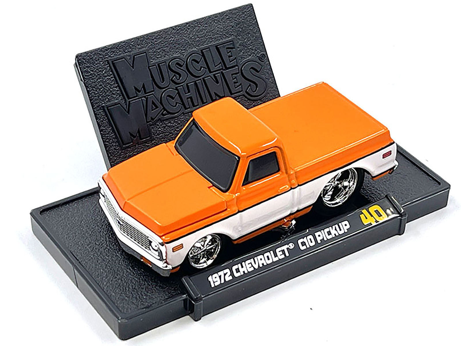 1972 Chevrolet C-10 Pickup Truck Orange and White 1/64 Diecast - Premium Pickup Trucks Models from Muscle Machines - Just $24.01! Shop now at Rapidvehicles