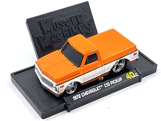 1972 Chevrolet C-10 Pickup Truck Orange and White 1/64 Diecast - Premium Pickup Trucks Models from Muscle Machines - Just $24.01! Shop now at Rapidvehicles